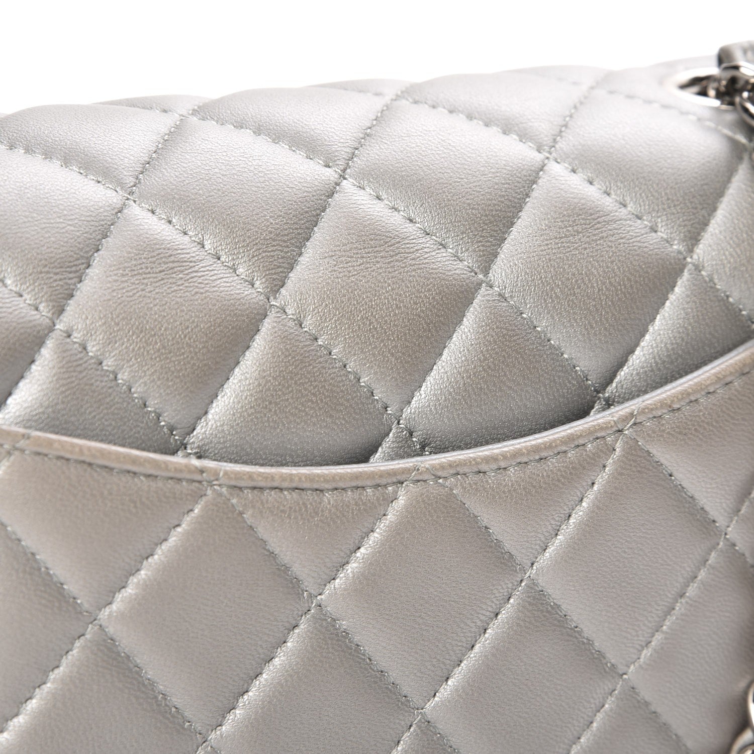 Chanel Metallic Lambskin Quilted Mini Rectangular Flap Silver 8 of 9