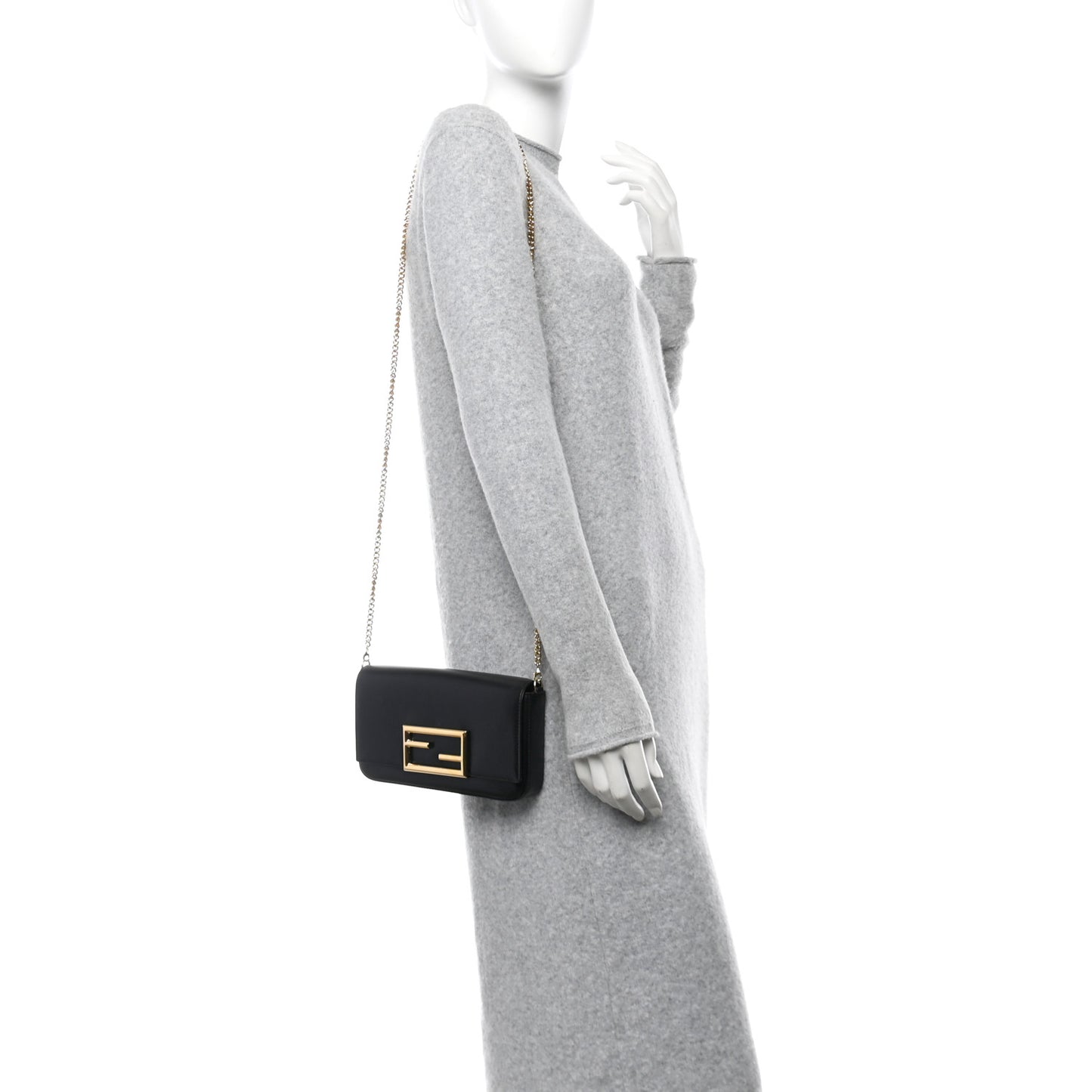 Vitello Palmellato Wallet on Chain with Pouches Black