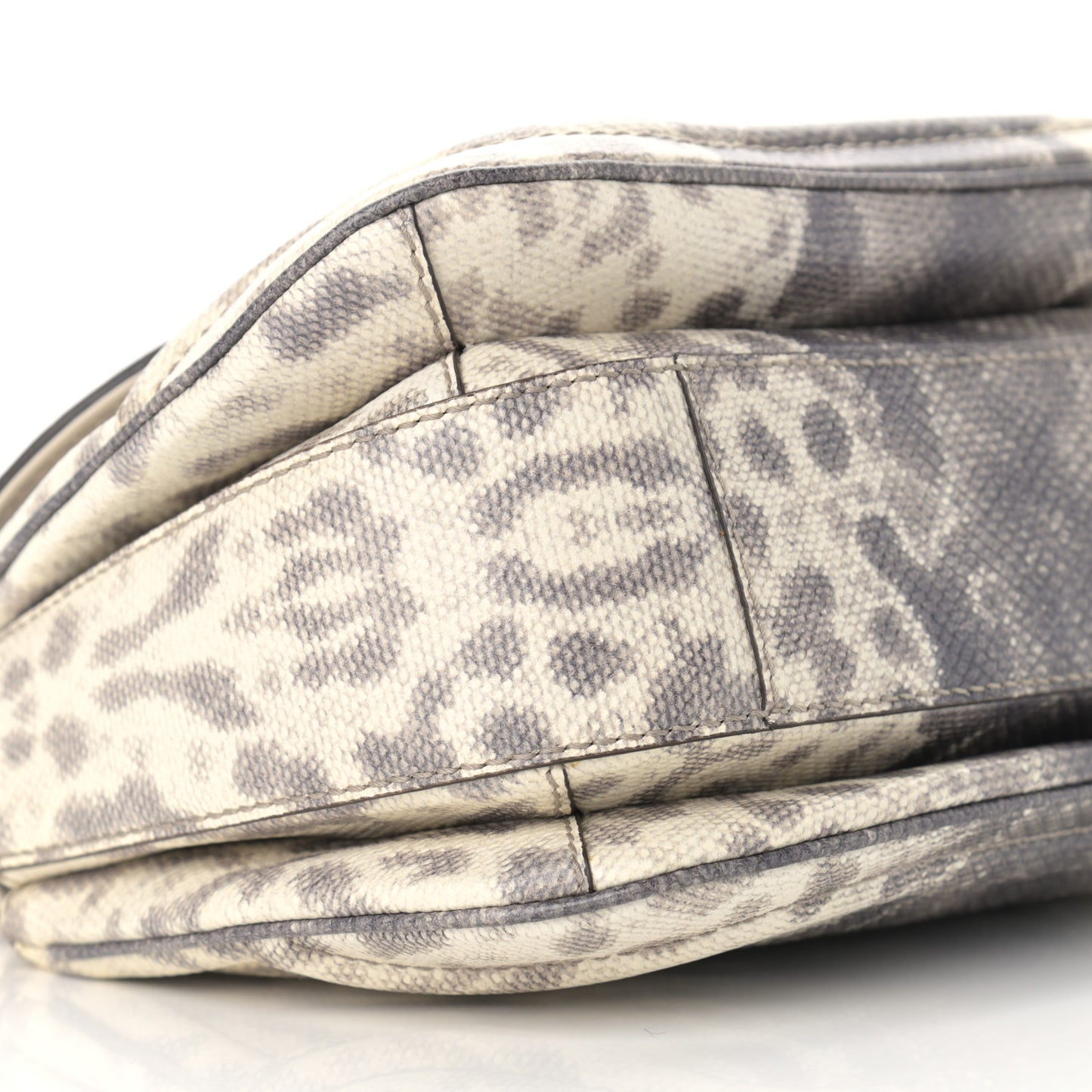 Calfskin Lizard Embossed Medium New Bamboo Top Handle Bag Grey
