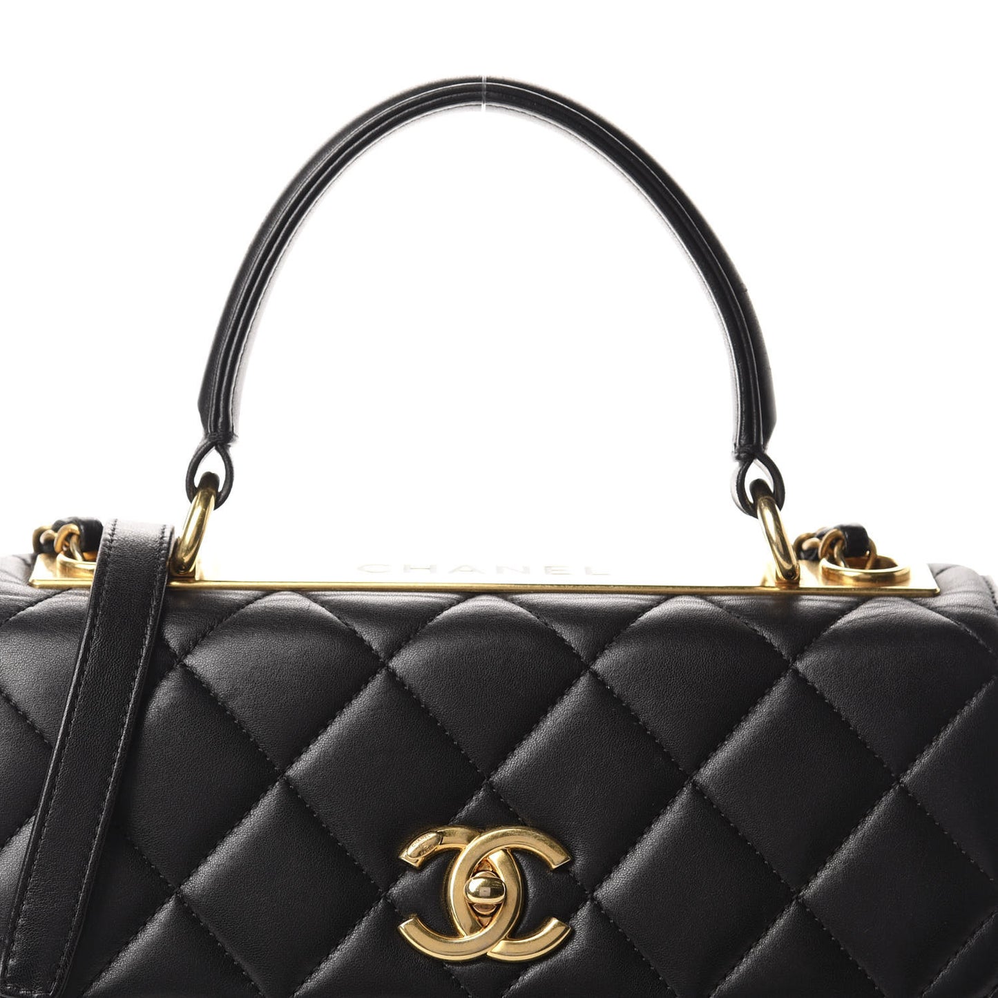 Lambskin Quilted Small Trendy CC Dual Handle Flap Bag Black