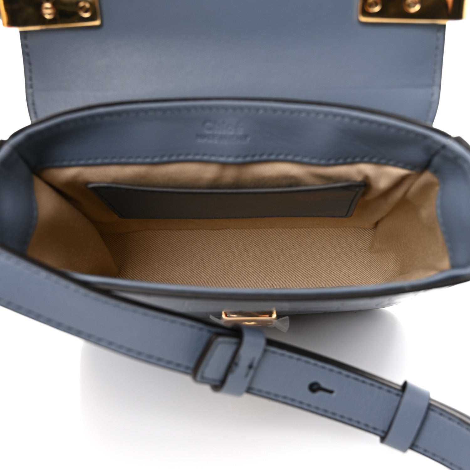 Chloe Calfskin Crocodile Embossed Mini C Double Carry Ash Blue 5 of 8