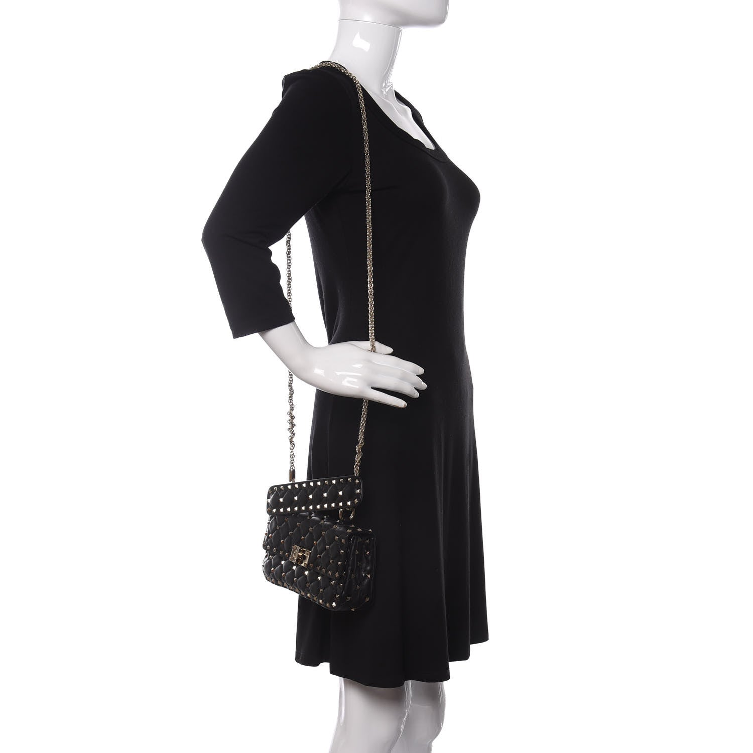 Valentino Garavani Lambskin Small Rockstud Spike Shoulder Bag Black 2 of 9