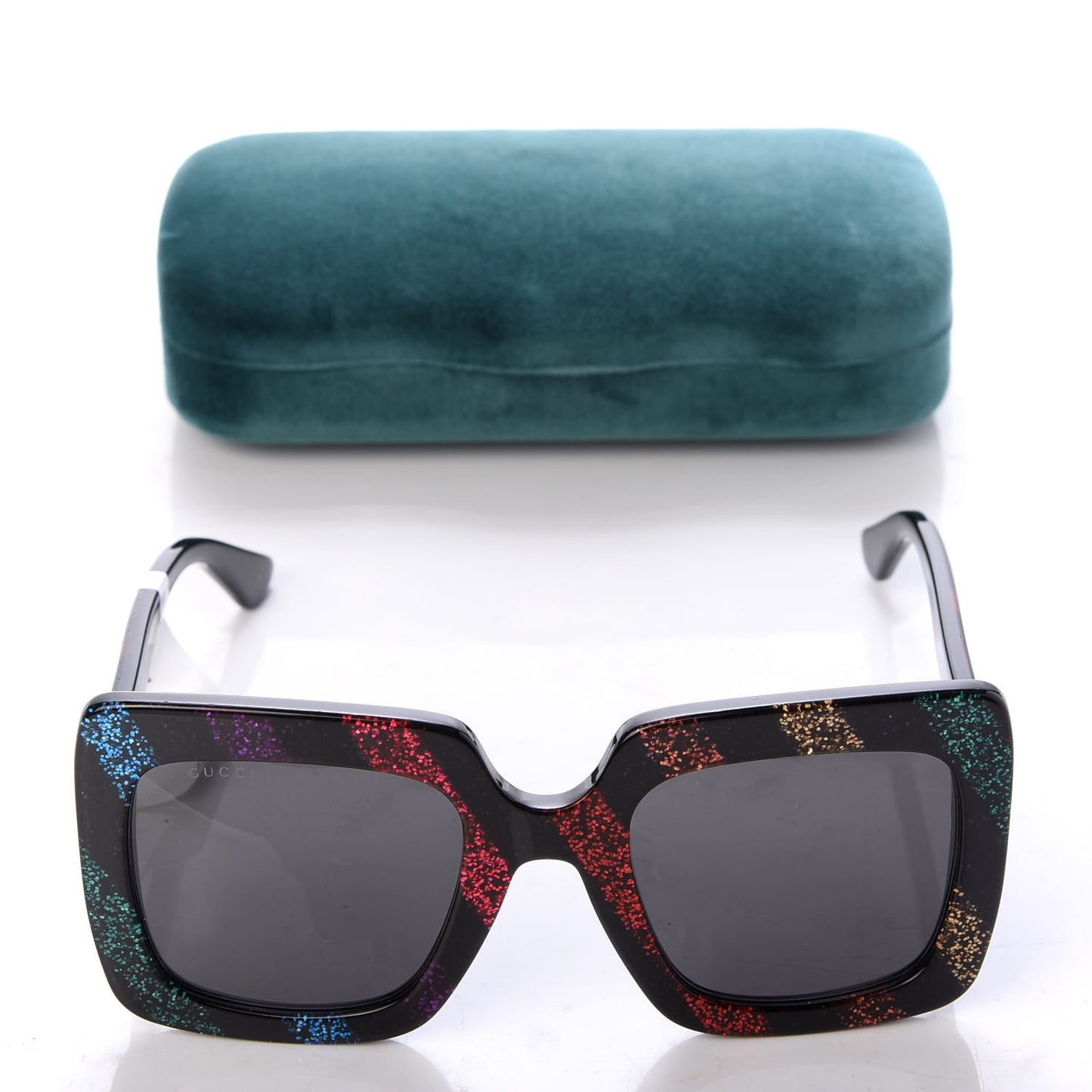 Acetate Oversize Stripe Sunglasses GG0328S Black Multi