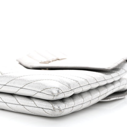 Saint Laurent Metallic Lambskin Quilted Double Flap Bag Silver 13 of 16