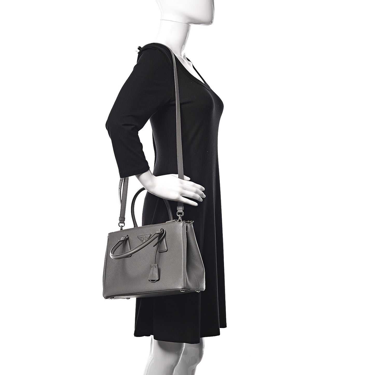 Saffiano Small Galleria Double Zip Tote Marmo