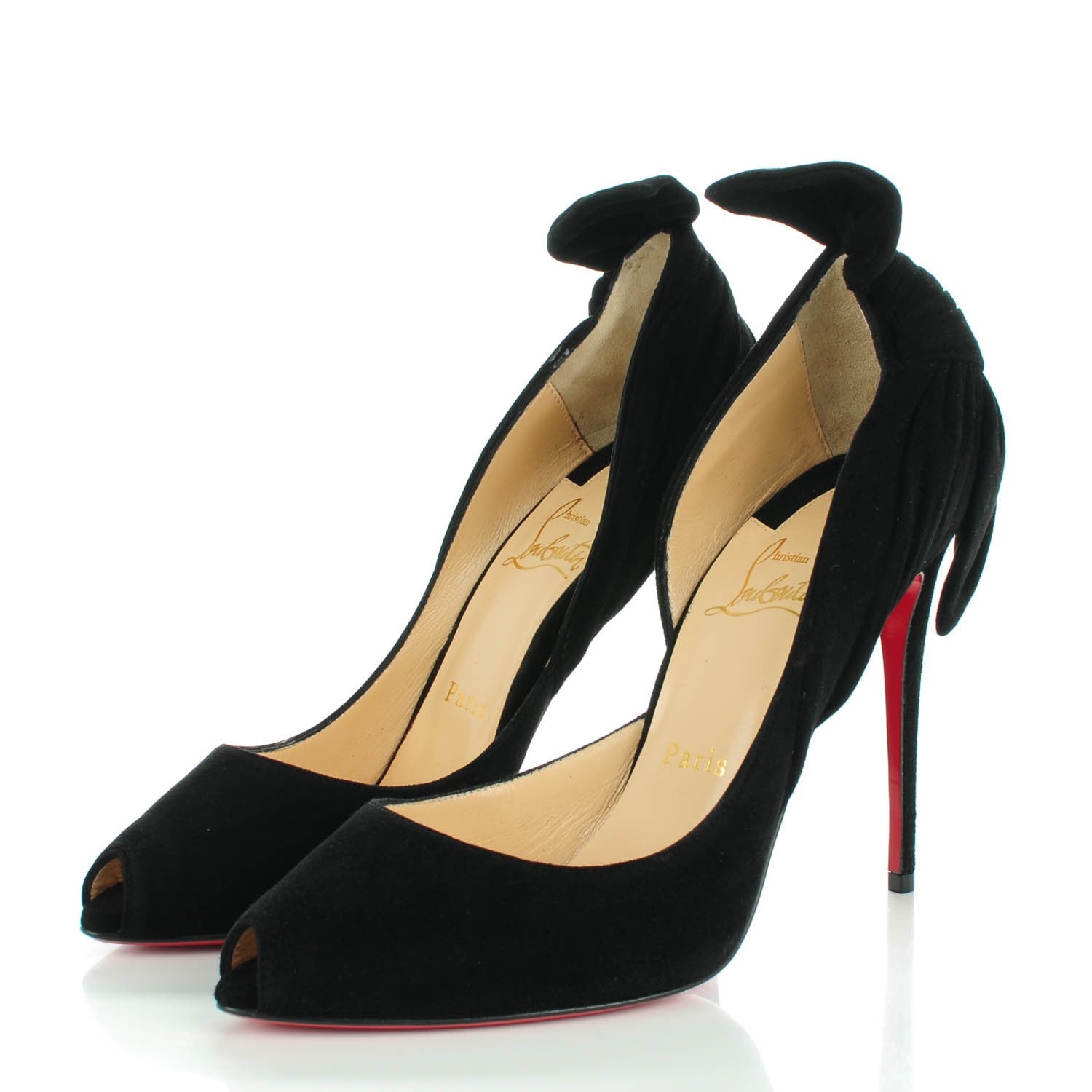 Christian Louboutin Suede Barbara 100 Peep Toe Pumps 37.5 Black 3 of 8
