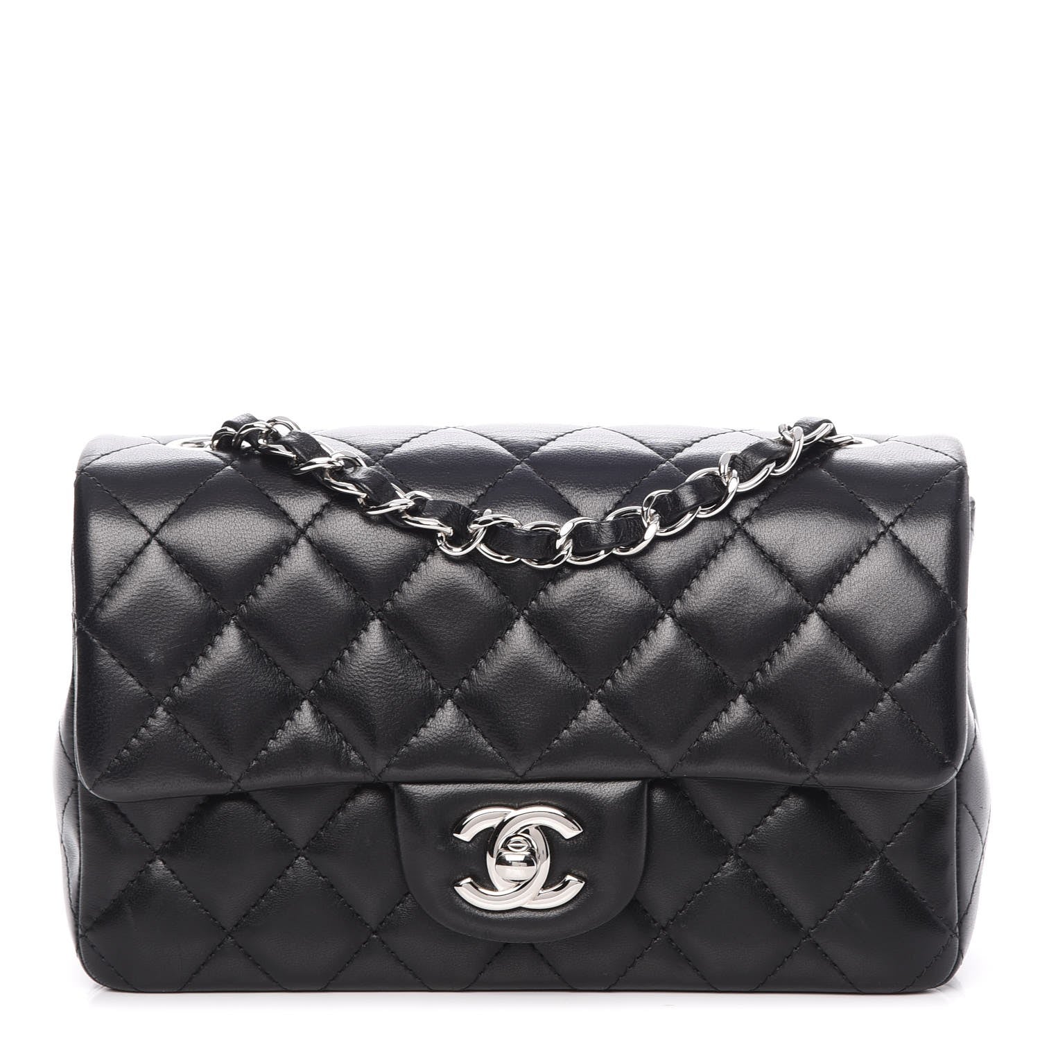 Chanel Lambskin Quilted Mini Rectangular Flap Black 1 of 8