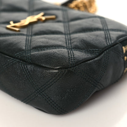 Saint Laurent Grained Lambskin Quilted Mini Becky Double Zip Bag Dark Green 10 of 11