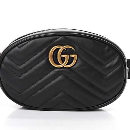 Gucci Calfskin Matelasse GG Marmont Belt Bag 85 34 Black 7 of 11