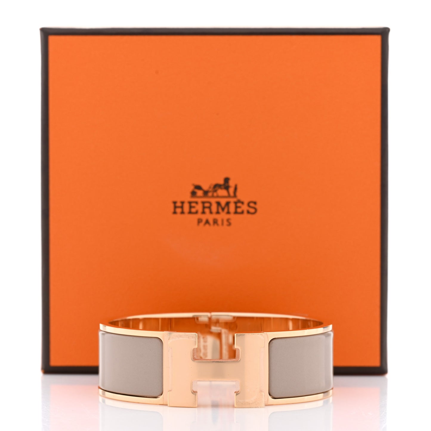 Enamel Wide Clic Clac H Bracelet GM Marron Glace