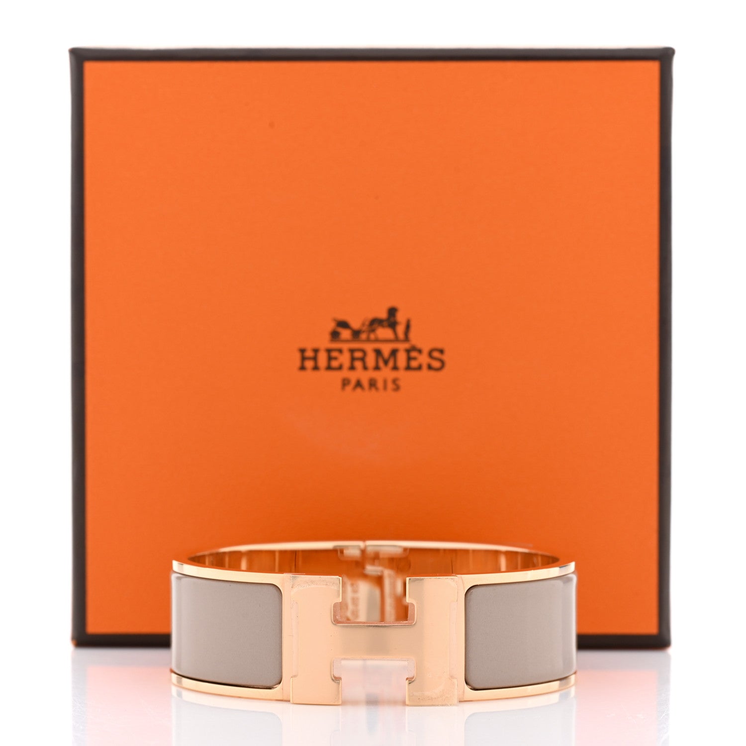 Hermes Enamel Wide Clic Clac H Bracelet GM Marron Glace 6 of 6
