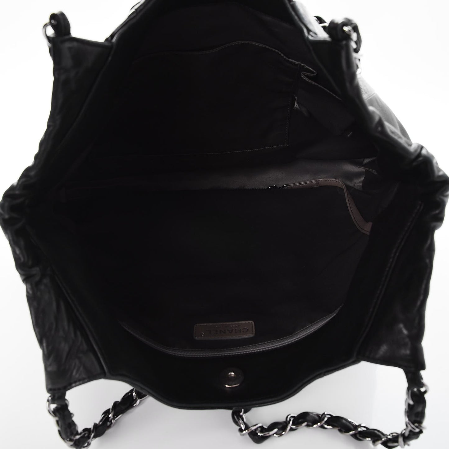 Patent Calfskin Patchwork Brooklyn Tote Black