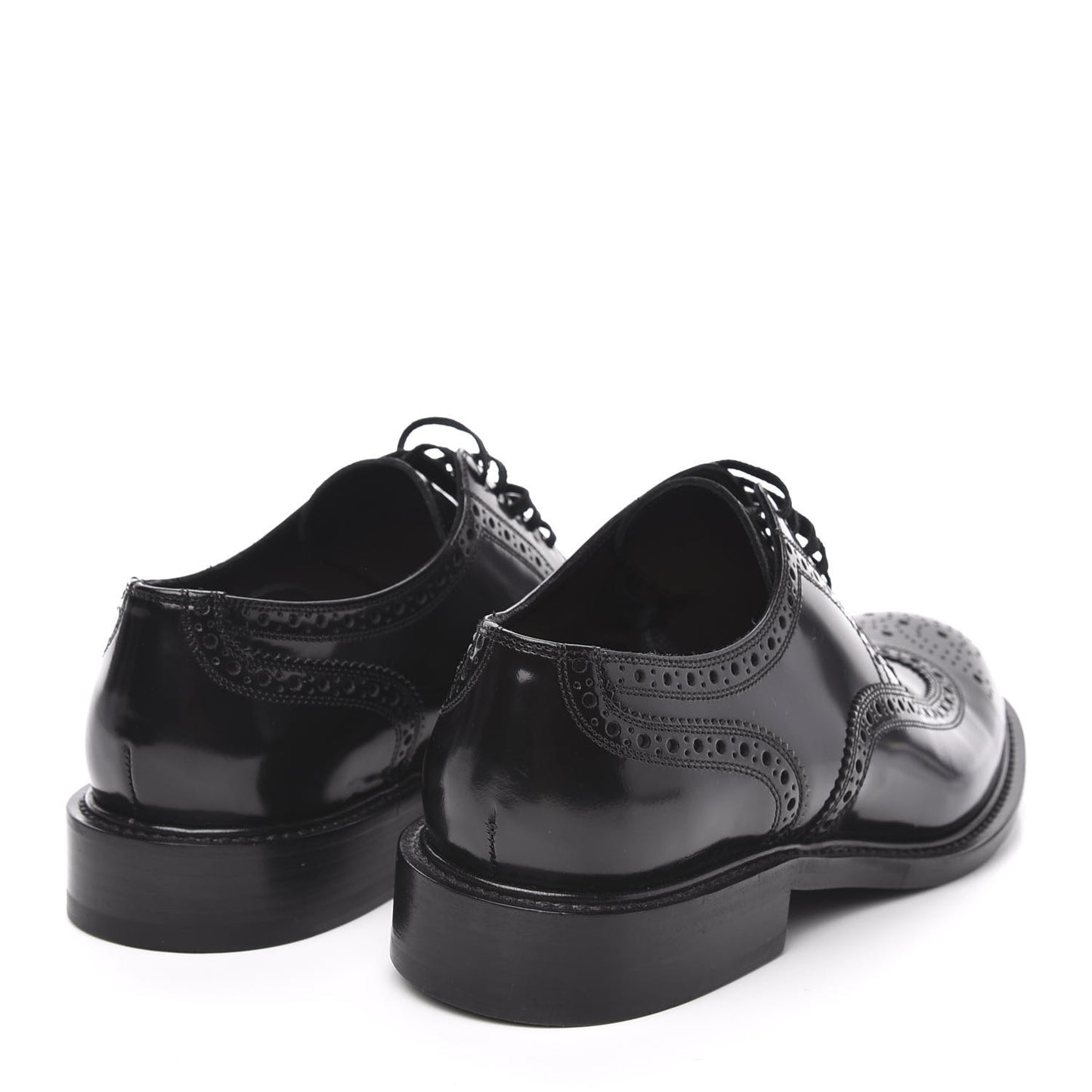 Patent Calfskin Army Brogue Wingtip Oxfords 41 Black