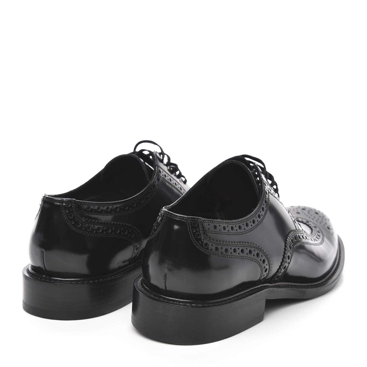 Saint Laurent Patent Calfskin Army Brogue Wingtip Oxfords 41 Black 4 of 8