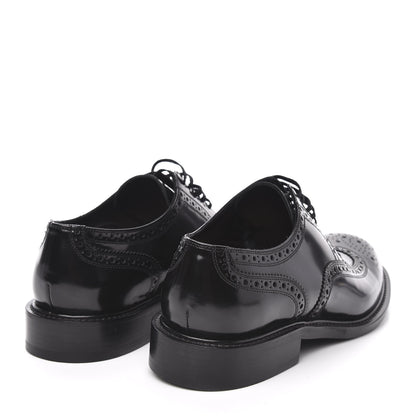 Saint Laurent Patent Calfskin Army Brogue Wingtip Oxfords 41 Black 4 of 8