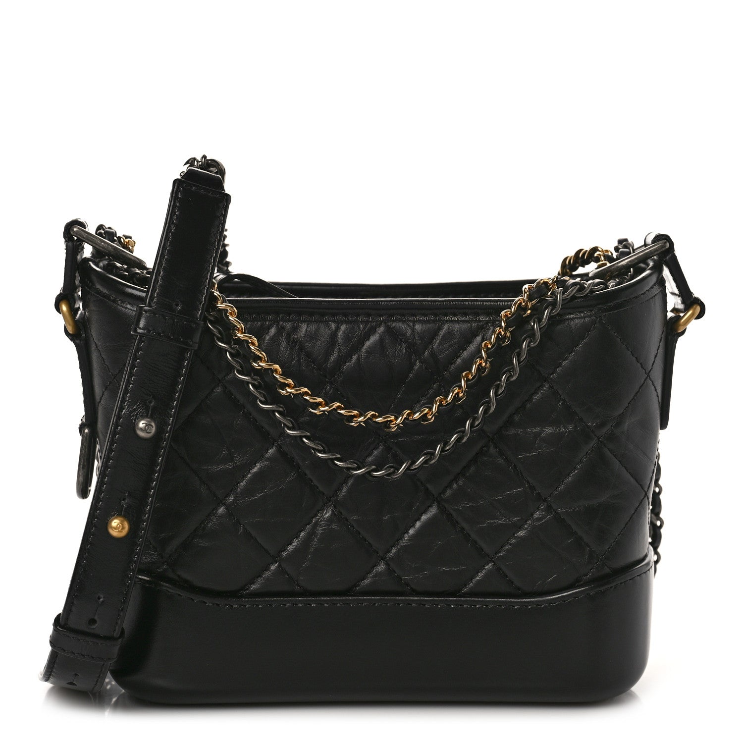 Chanel Aged Calfskin Quilted Small Gabrielle Hobo Black 1 of 9