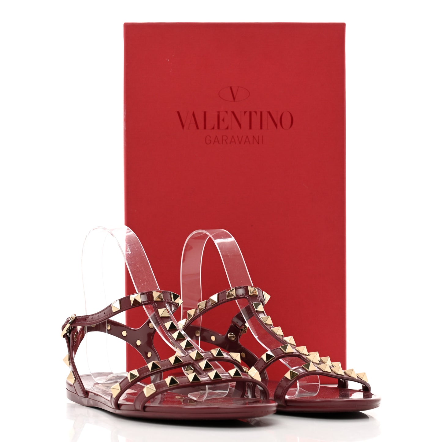 PVC Jelly Rockstud Caged Sandals 38 Cerise