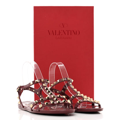 Valentino Garavani PVC Jelly Rockstud Caged Sandals 38 Cerise 8 of 8