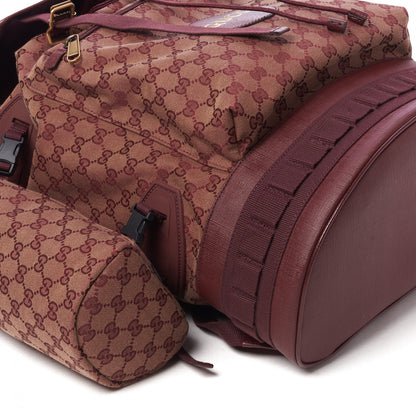 Gucci GG Monogram Script Logo Large Double Pocket Backpack Sahara Rubino Bordeaux 6 of 9
