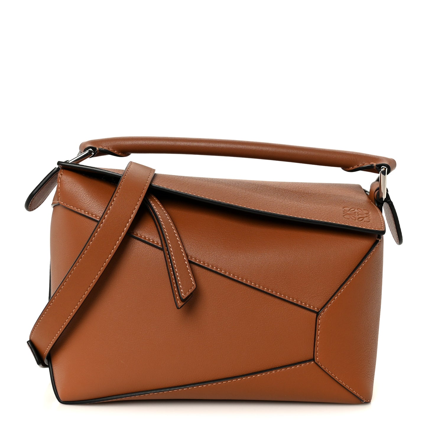 Calfskin Small Puzzle Edge Bag Tan