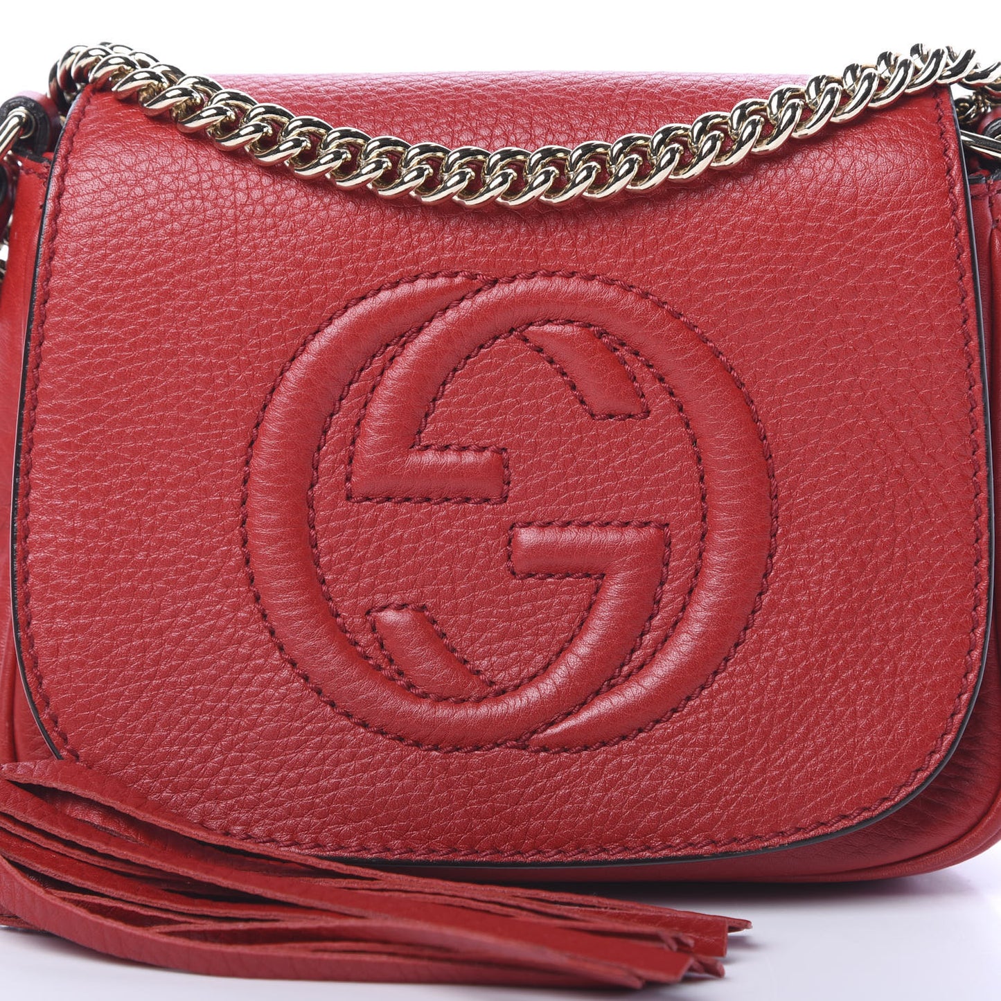 Pebbled Calfskin Small Soho Flap Crossbody Red