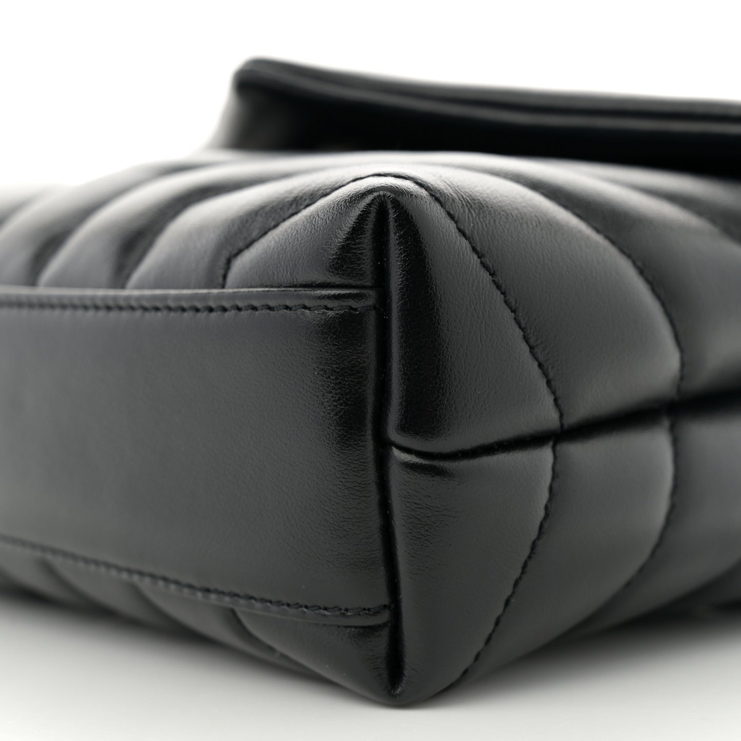 Calfskin Y Quilted Monogram Monochrome Toy Loulou Crossbody Bag Black
