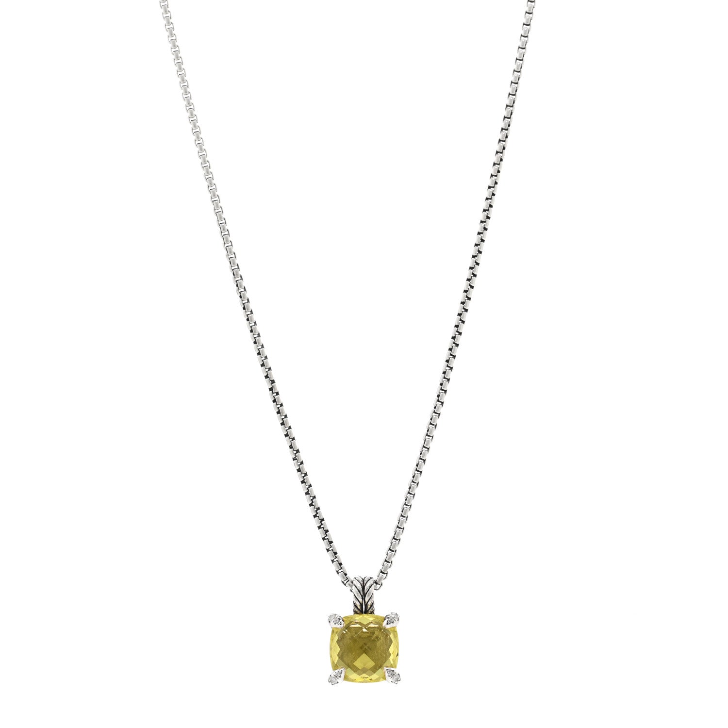 David Yurman Sterling Silver Diamond Lemon Citrine 11mm Chatelaine Pendant Necklace 1 of 4