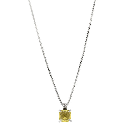 David Yurman Sterling Silver Diamond Lemon Citrine 11mm Chatelaine Pendant Necklace 1 of 4