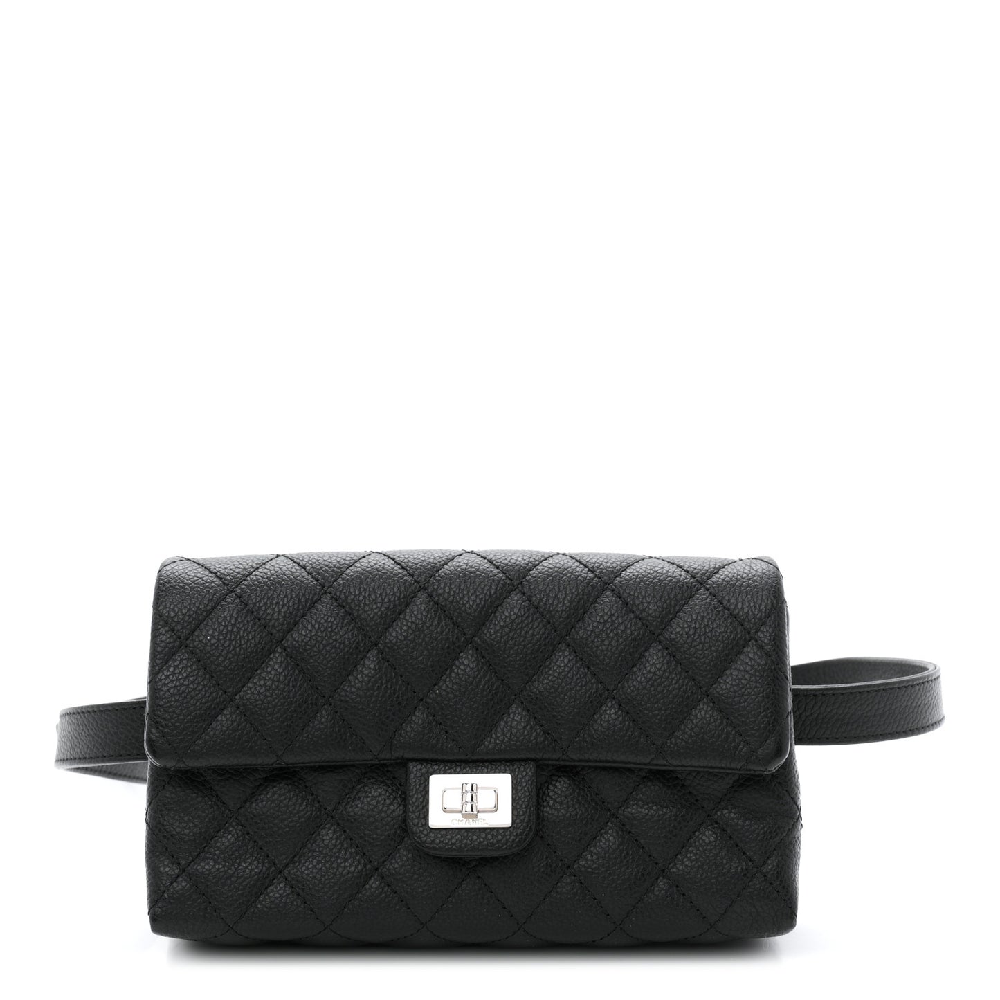 Grained Calfskin Quilted 2.55 Reissue Flap Belt Bag Clutch Black