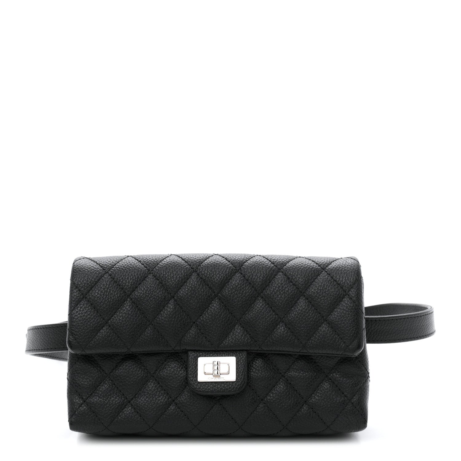 Chanel Grained Calfskin Quilted 2.55 Reissue Flap Belt Bag Clutch Black 1 of 11