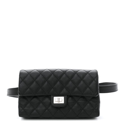 Chanel Grained Calfskin Quilted 2.55 Reissue Flap Belt Bag Clutch Black 1 of 11
