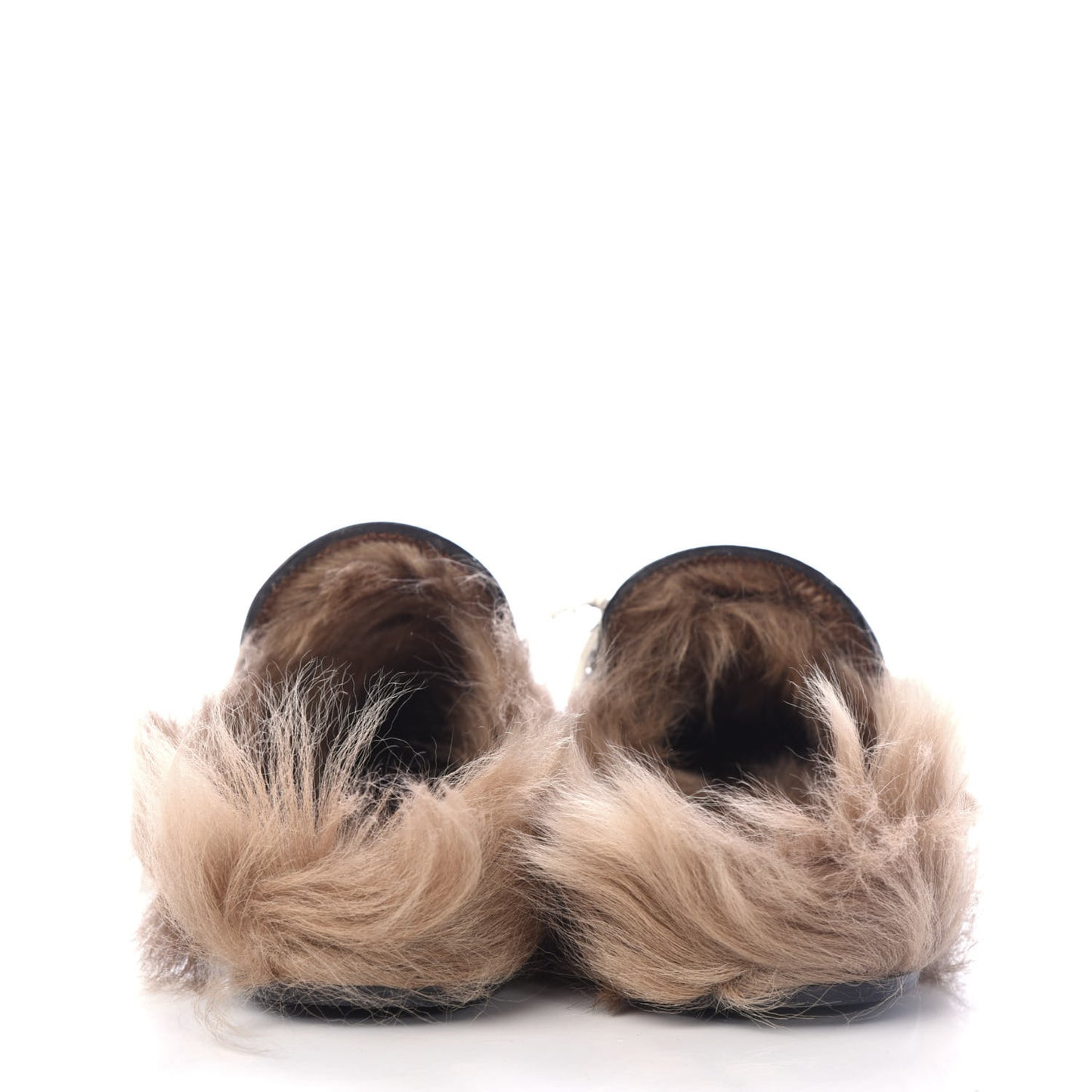 Patent Fur Womens Princetown Slippers 36 Black Natural