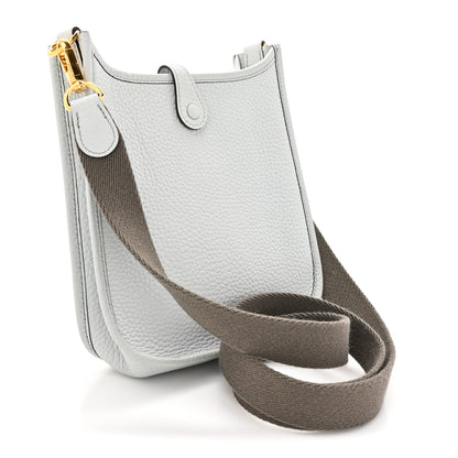 Hermes Taurillon Clemence Amazone Evelyne TPM Bleu Pale Etain 3 of 11