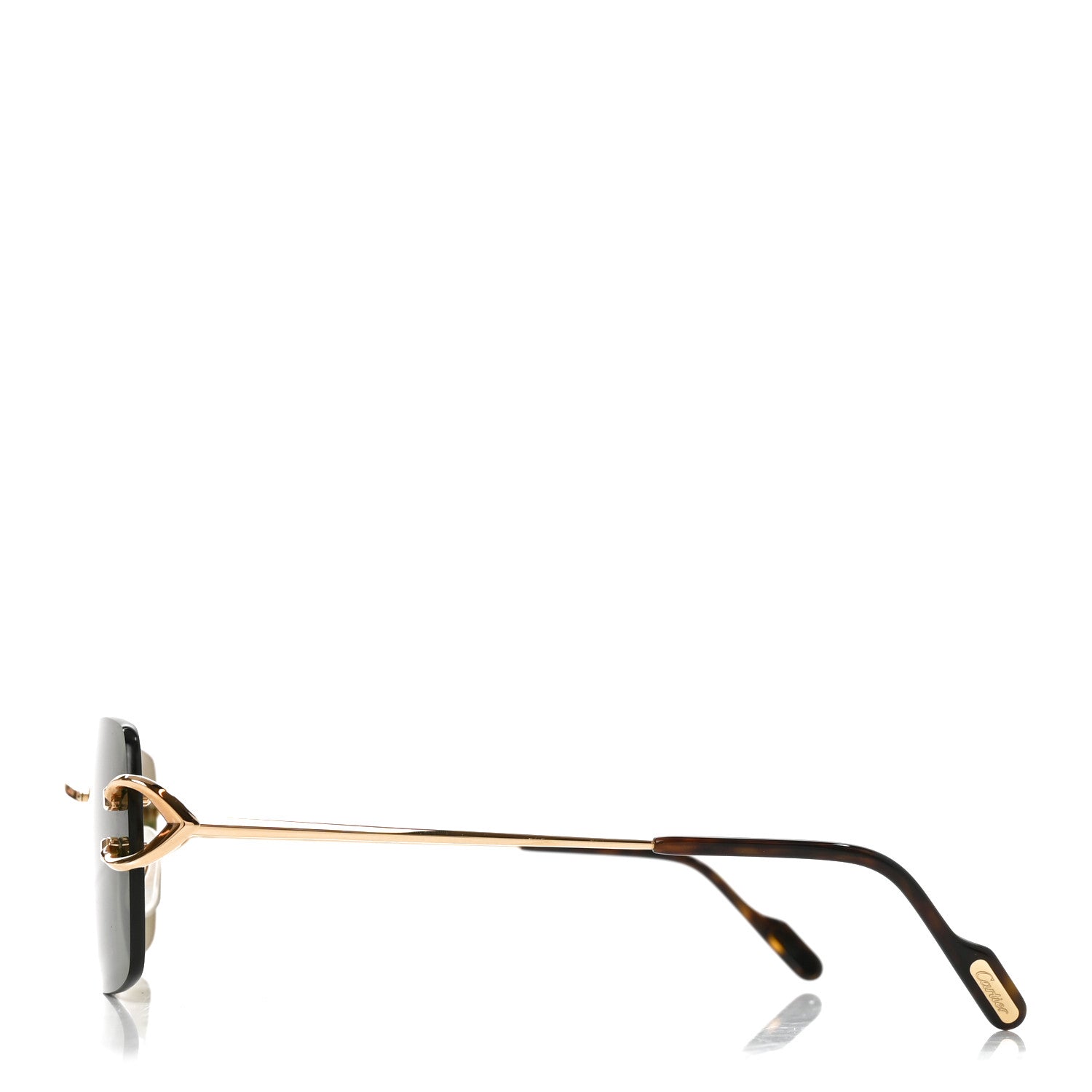 Cartier Metal Rimless C Decor Sunglasses CT0330S Gold Green 4 of 7