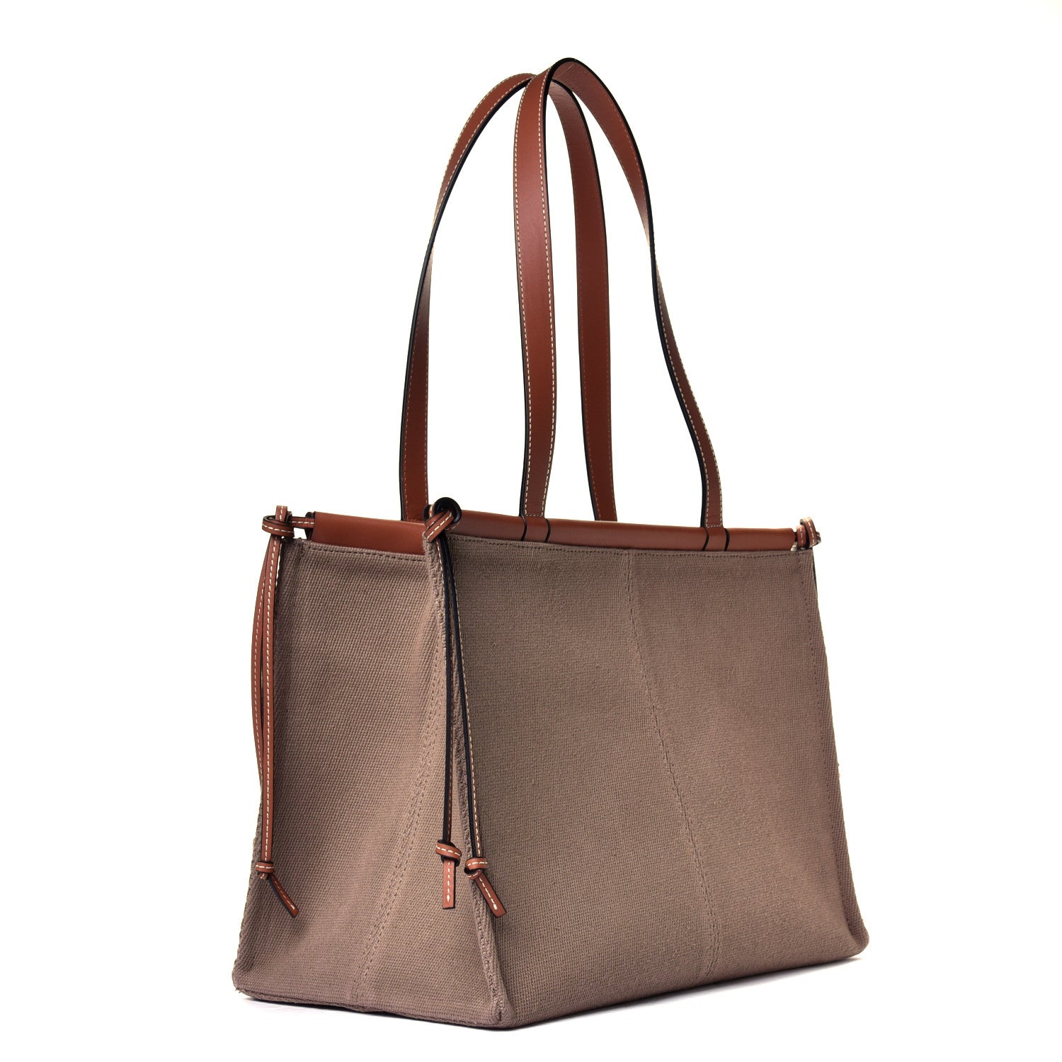 Loewe Canvas Calfskin Cushion Tote Taupe 2 of 5
