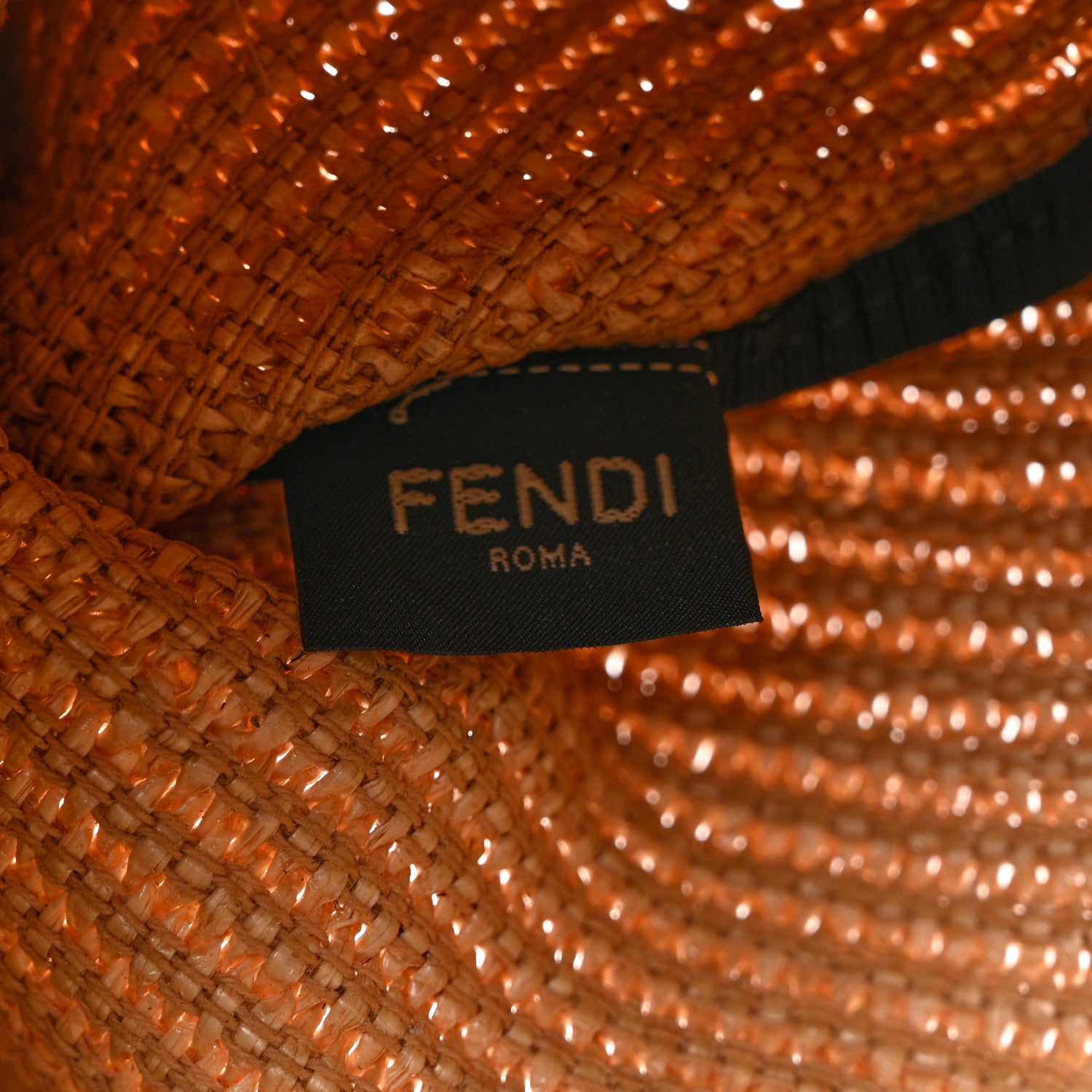 Fendi Straw Vitello King Logo Woven Large Flat Pouch Paglia Black 6 of 6