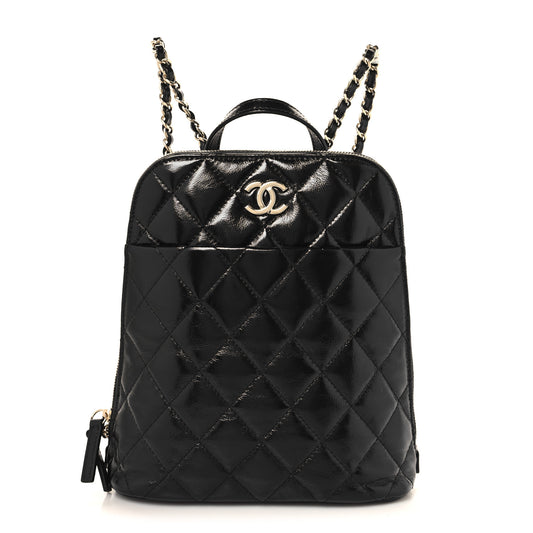 Shiny Calfskin My Pocket Backpack Black