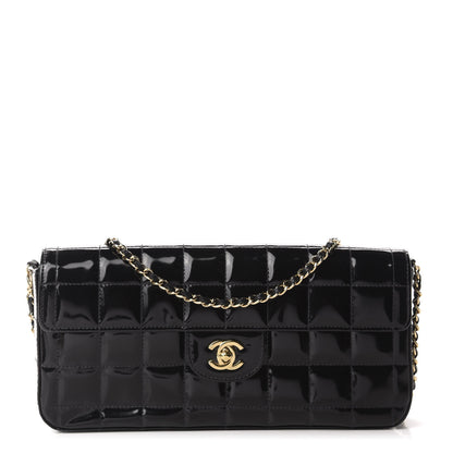 Chanel Patent Quilted East West Chocolate Bar Flap Black 1 of 13