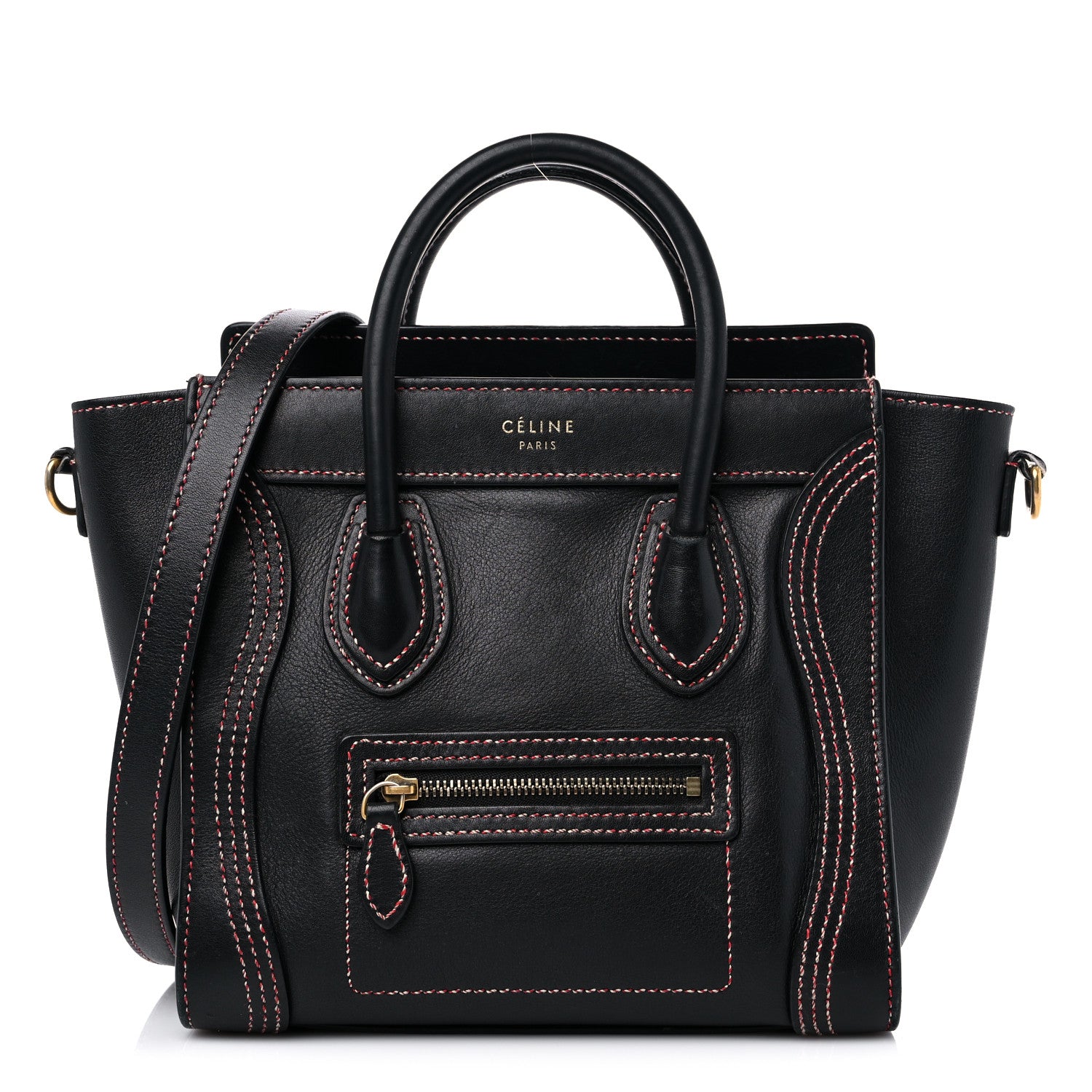 Celine Shiny Smooth Calfskin Stitched Nano Luggage Black Multicolor 1 of 18