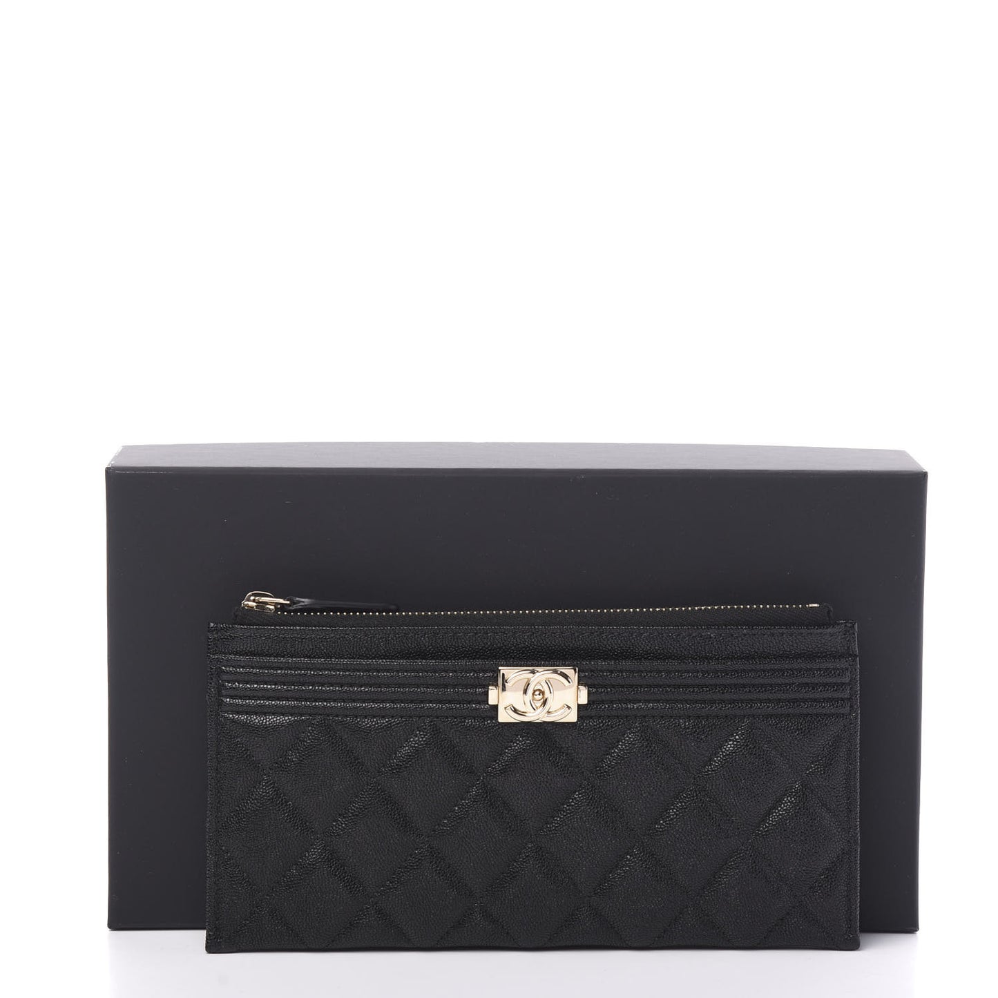 Caviar Quilted Classic Zip Boy Pouch Black