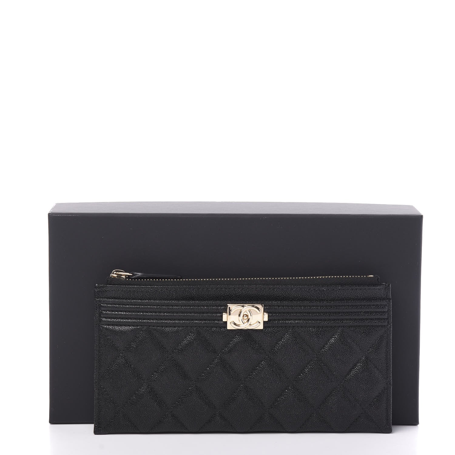 Chanel Caviar Quilted Classic Zip Boy Pouch Black 7 of 7