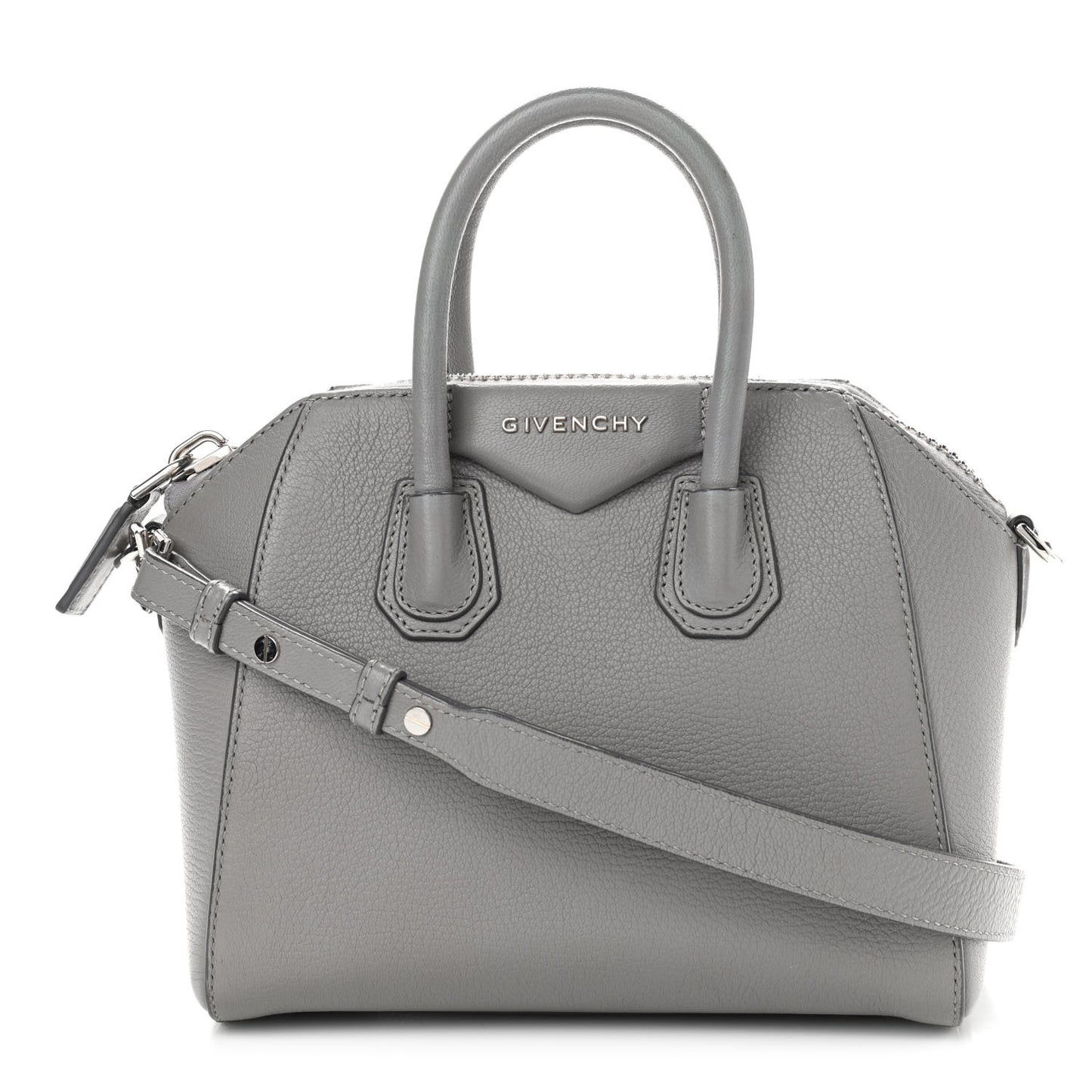Sugar Goatskin Mini Antigona Pearl Grey