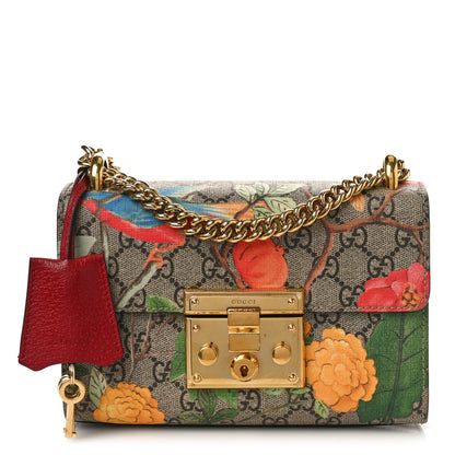 Gucci GG Supreme Monogram Tian Small Padlock Shoulder Bag Beige Multicolor New Acero 1 of 9