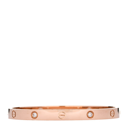 Cartier 18K Pink Gold 4 Diamond LOVE Bracelet 19 1 of 8