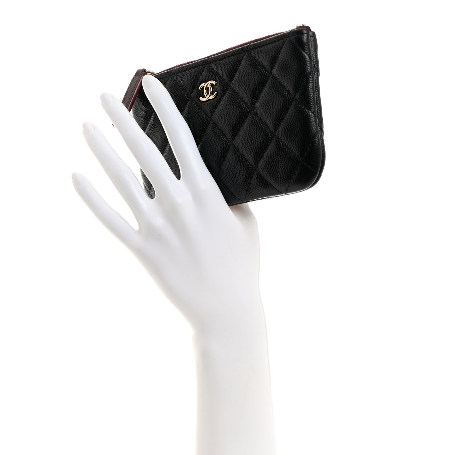 Caviar Quilted Small Cosmetic Case Black