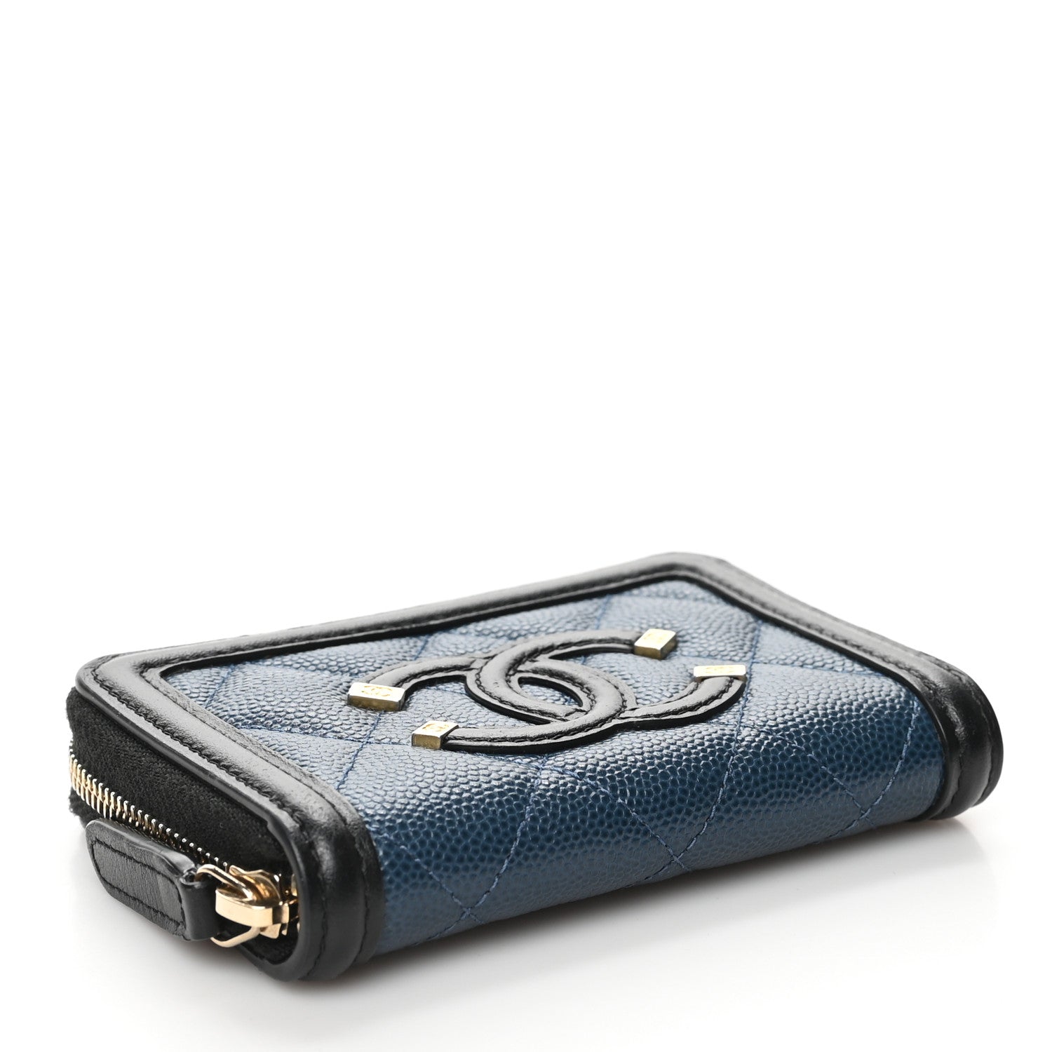 Chanel Caviar Quilted Filigree Coin Purse Navy Black 4 of 7