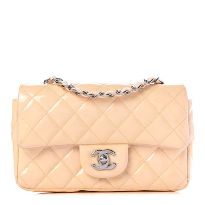 Chanel Patent Calfskin Quilted Mini Rectangular Flap Rose Clair 1 of 9