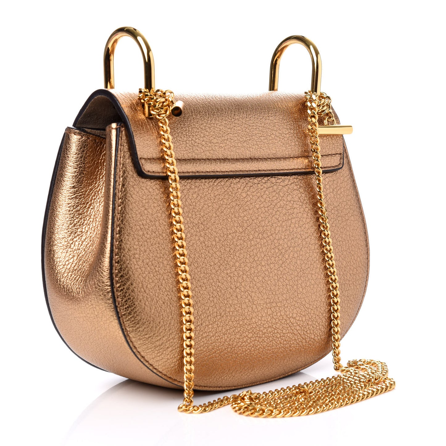 Metallic Goatskin Mini Drew Shoulder Bag Gold