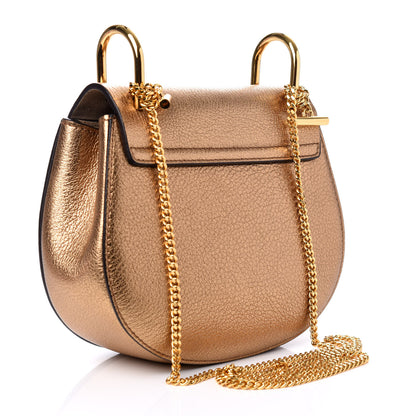 Chloe Metallic Goatskin Mini Drew Shoulder Bag Gold 3 of 9
