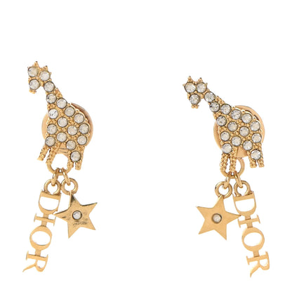Christian Dior Crystal Diorable Giraffe Logo Earrings Gold 1 of 5